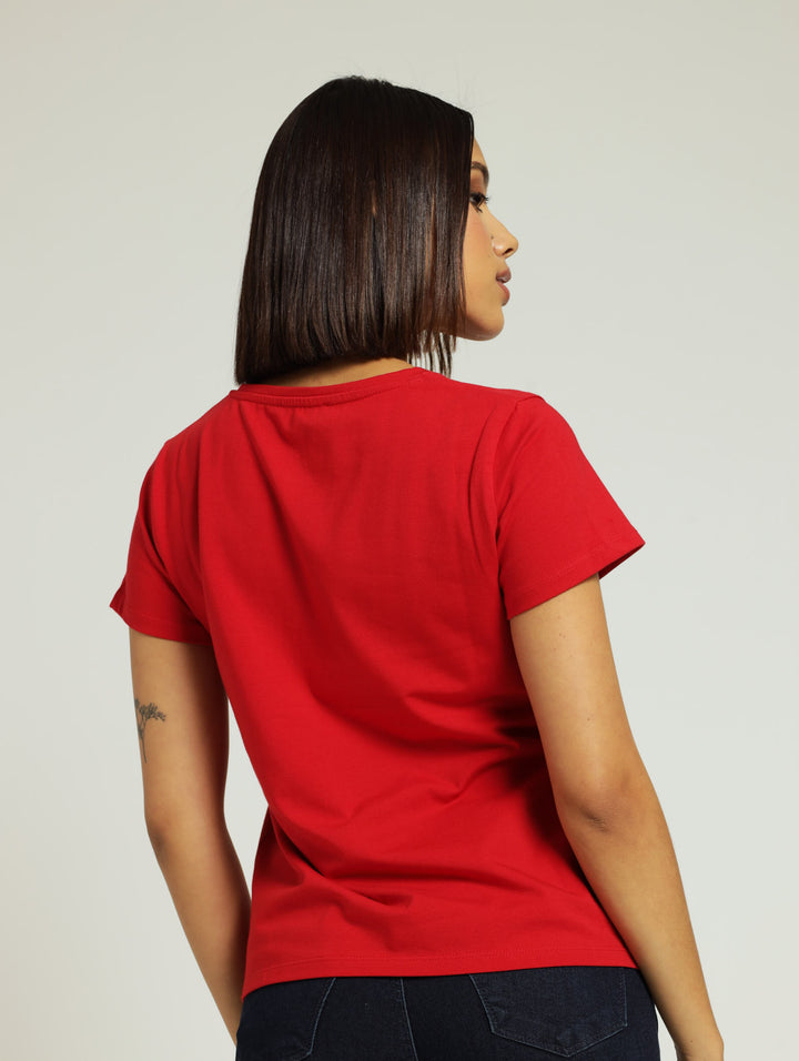 Regular Fit Multi-Technique Logo Top - Red