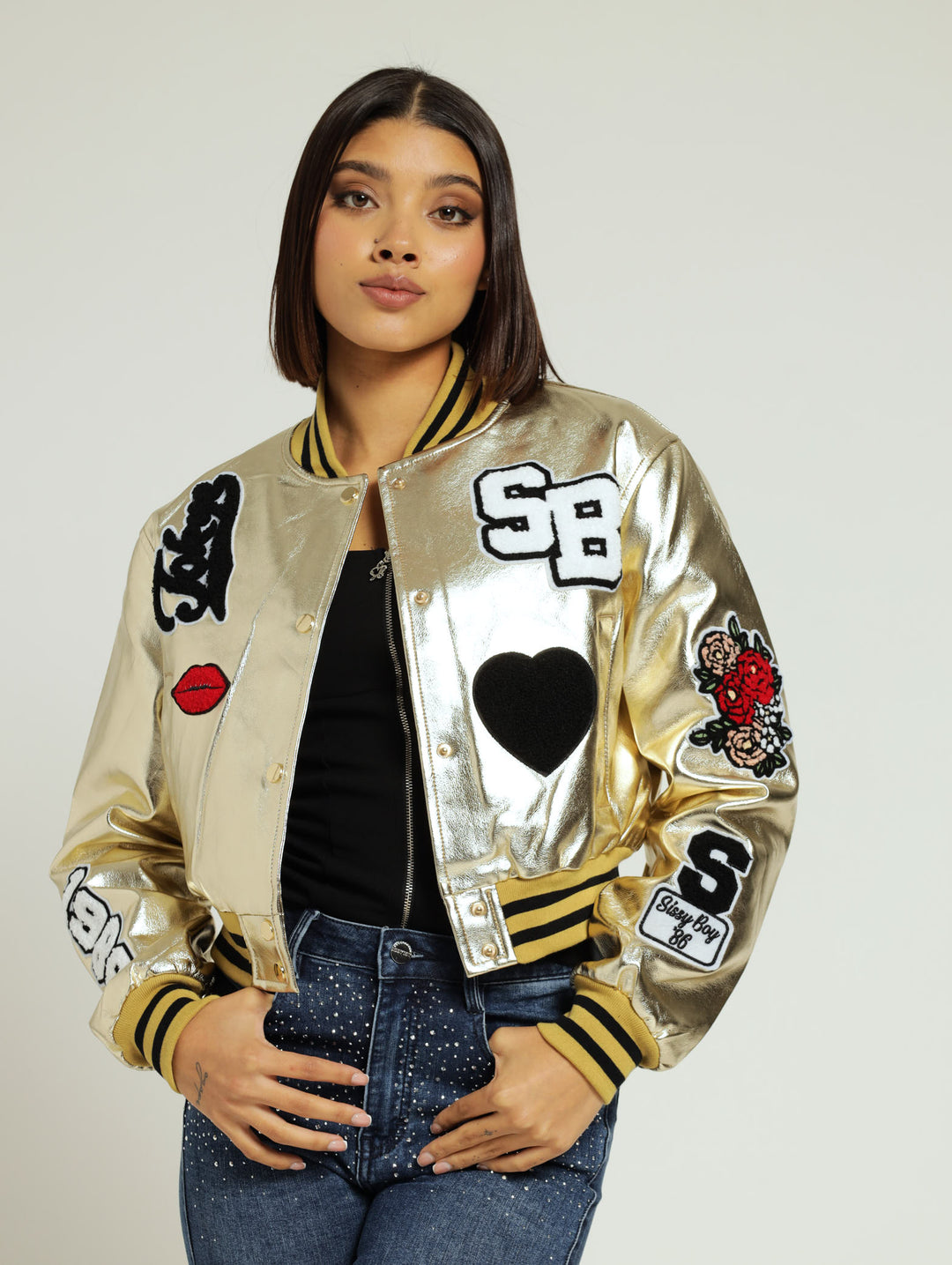 Collegiate Bomber Jacket - Gold