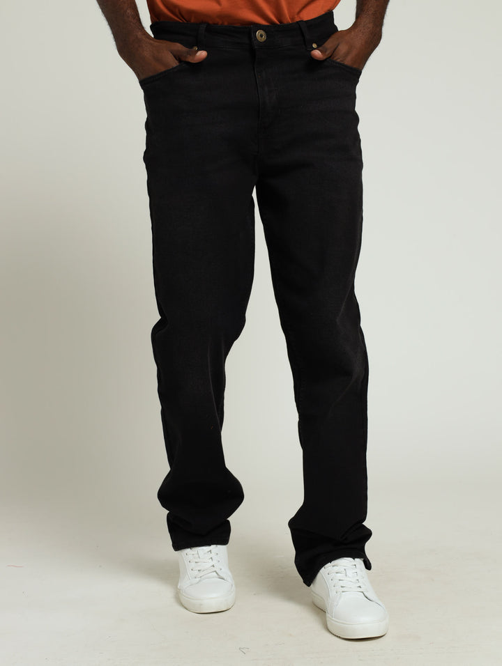 Straight Fit Denim Jeans - Black