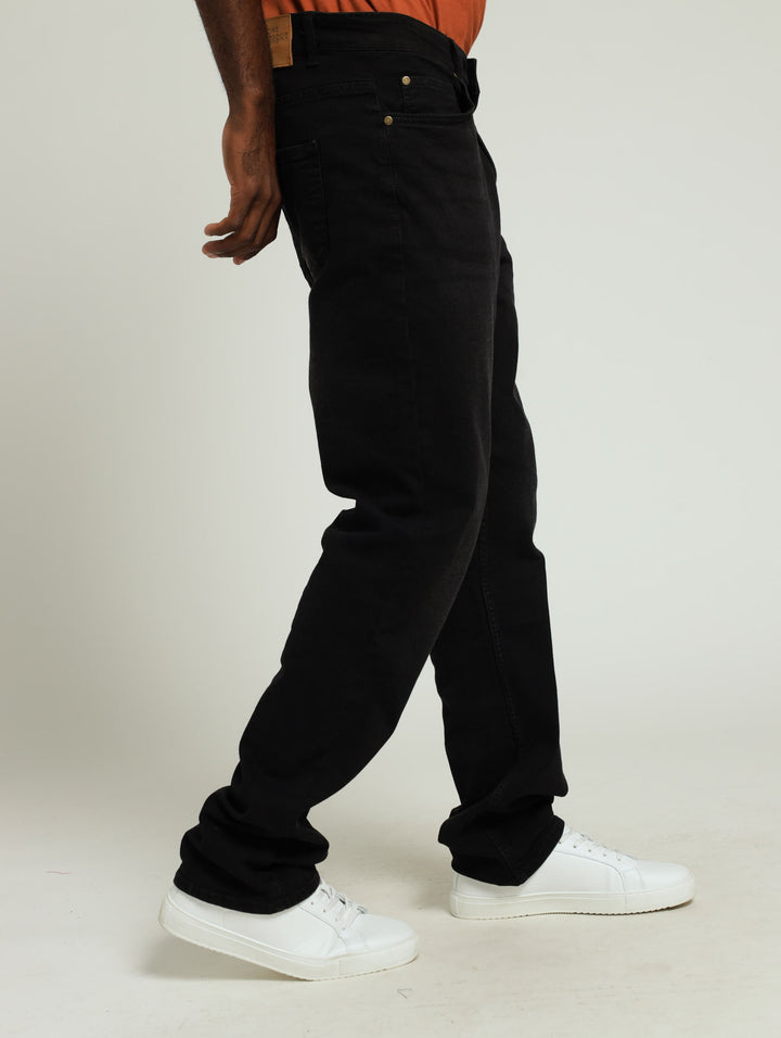 Straight Fit Denim Jeans - Black