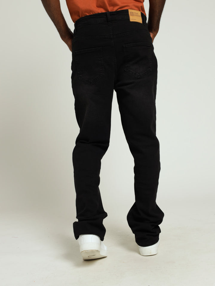 Straight Fit Denim Jeans - Black