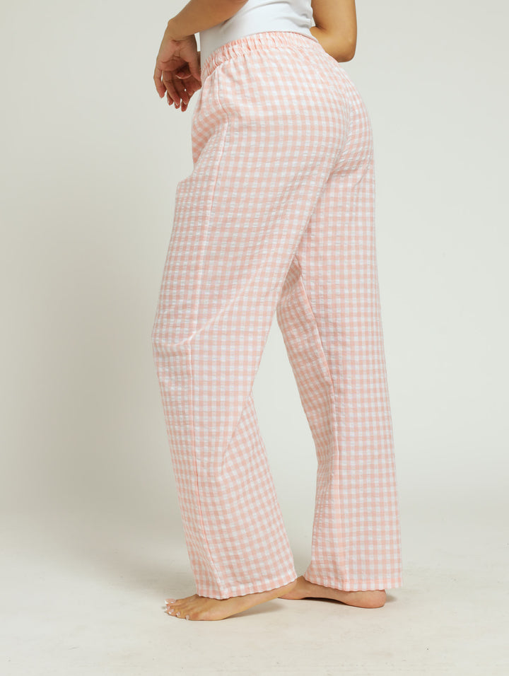 Gingham Check Woven Boxer Pants - Pink