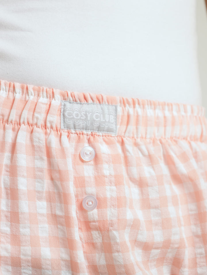 Gingham Check Woven Boxer Pants - Pink