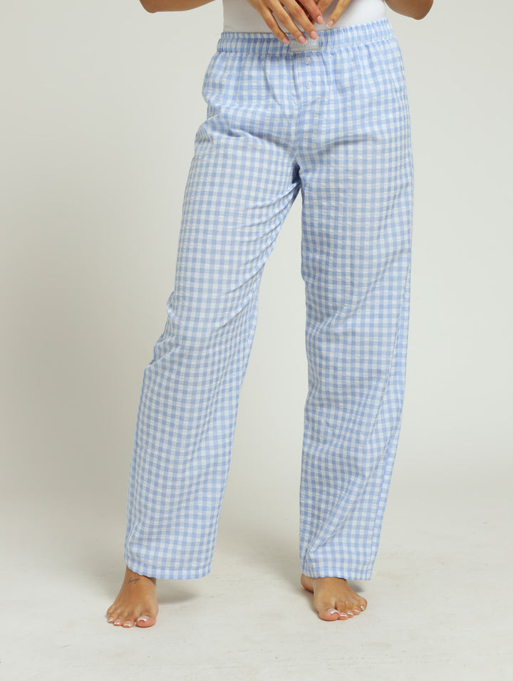 Gingham Check Woven Boxer Pants - Blue