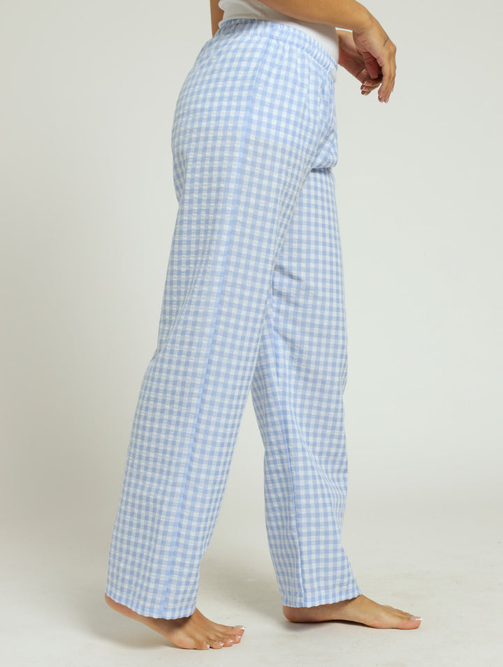 Gingham Check Woven Boxer Pants - Blue