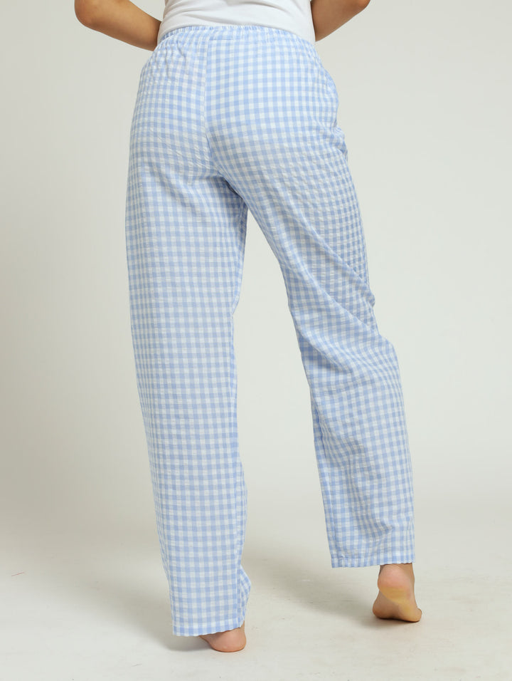 Gingham Check Woven Boxer Pants - Blue