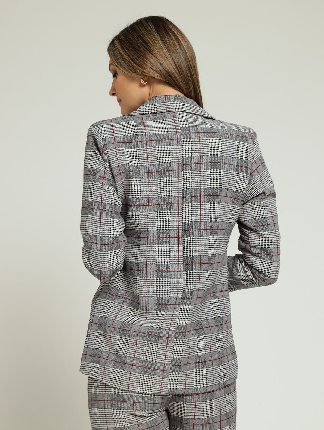 Button Tartan Check Blazer