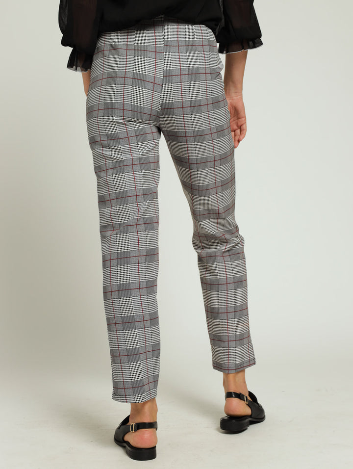 Hi Rise Tartan Check Tapered Pants