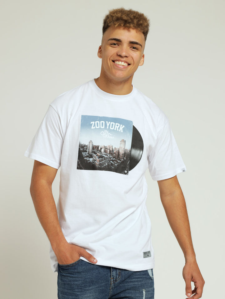 Record Print Tee - White