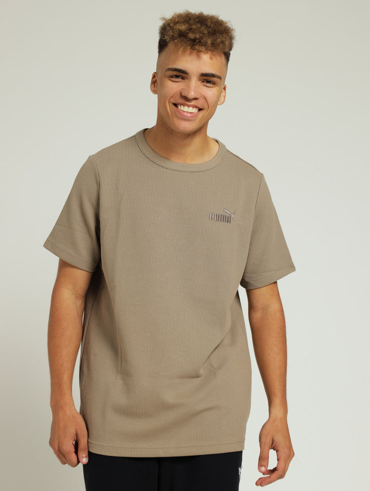 Essentials Elevated Waffle Tee - Taupe