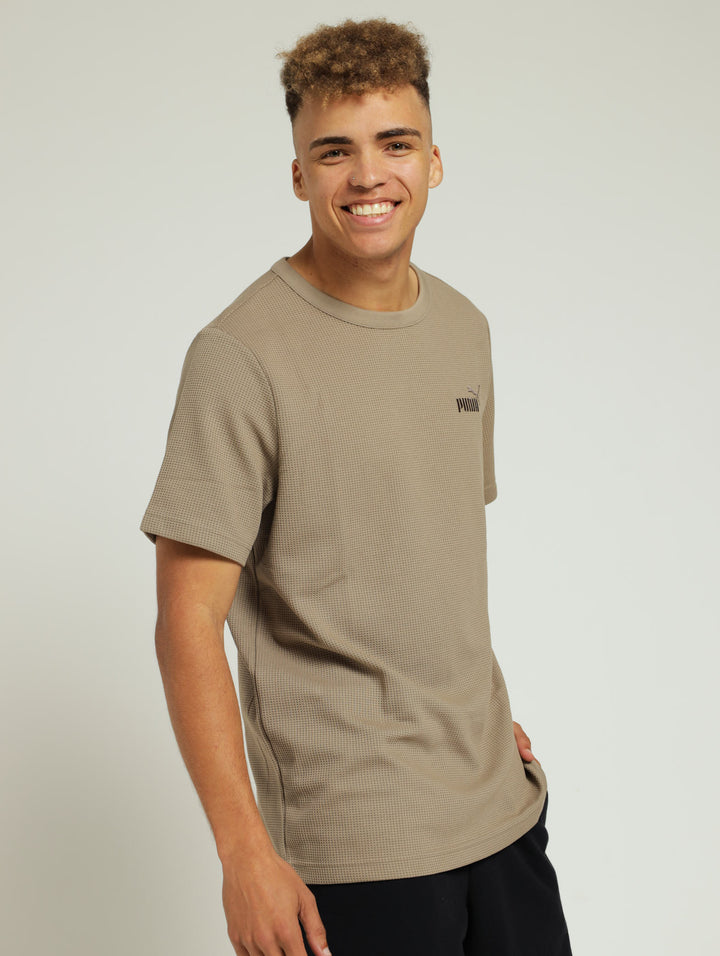 Essentials Elevated Waffle Tee - Taupe