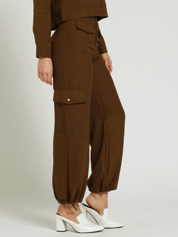 Patch Utility Pocket Wide Leg Pants - Olive