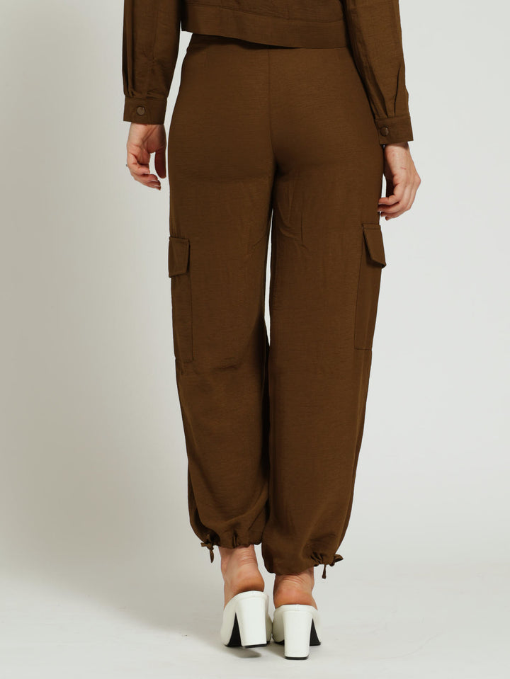 Patch Utility Pocket Wide Leg Pants - Olive