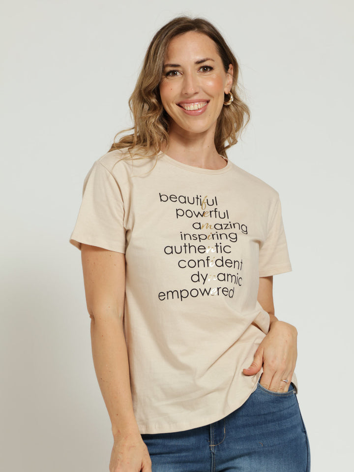 "Feminine Words" Tee - Fawn