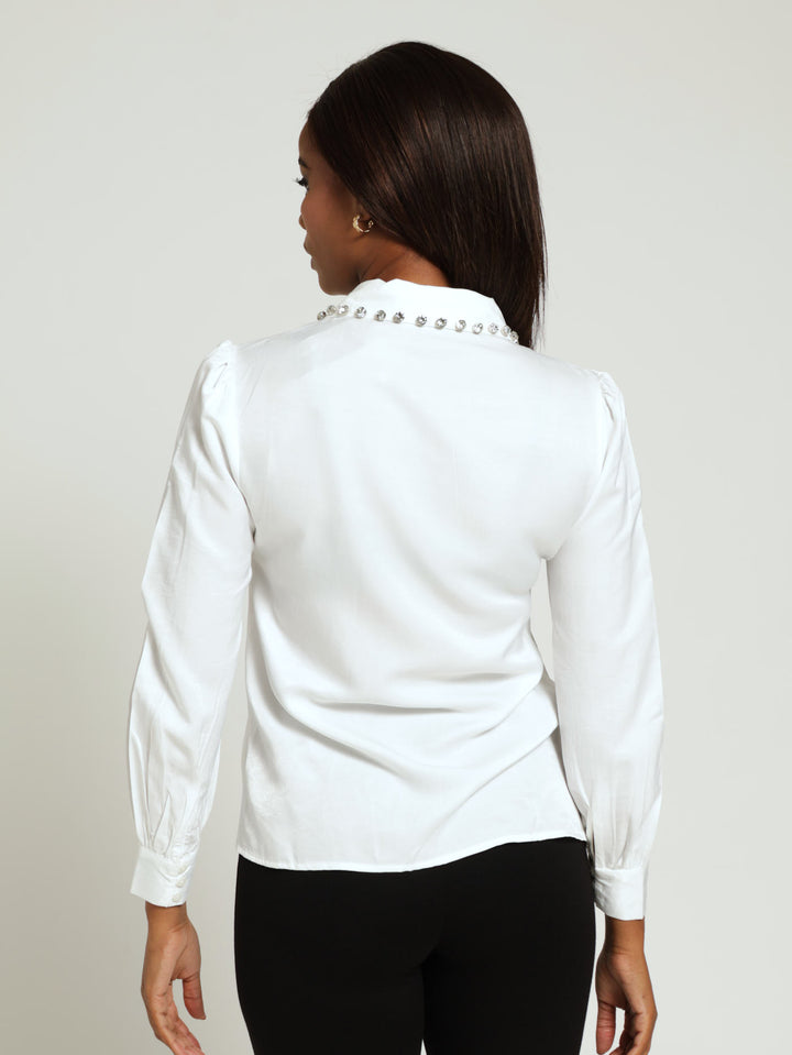 Jewel Collared Shirt - Cream