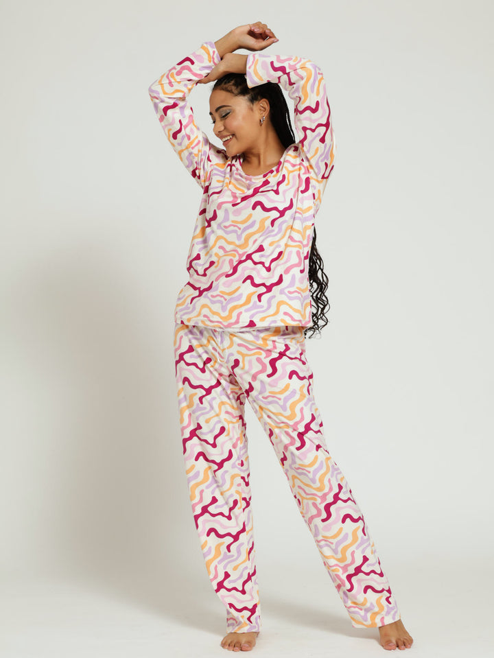 Long Sleeve Velour Jogger Pj set - White