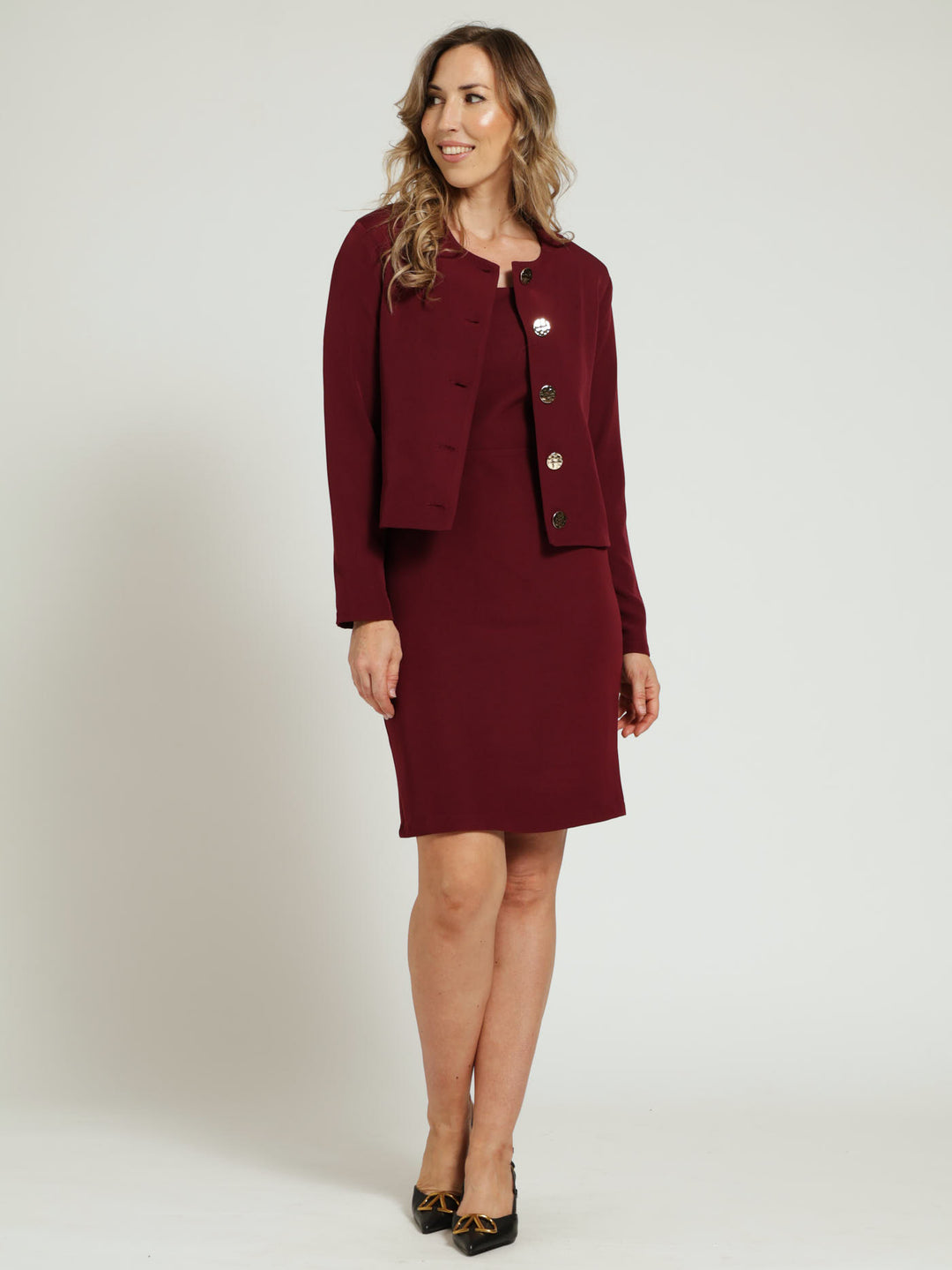 Collarless Blazer - Wine