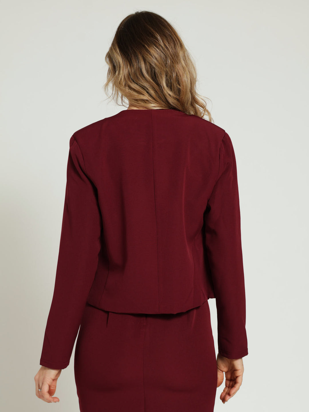 Collarless Blazer - Wine