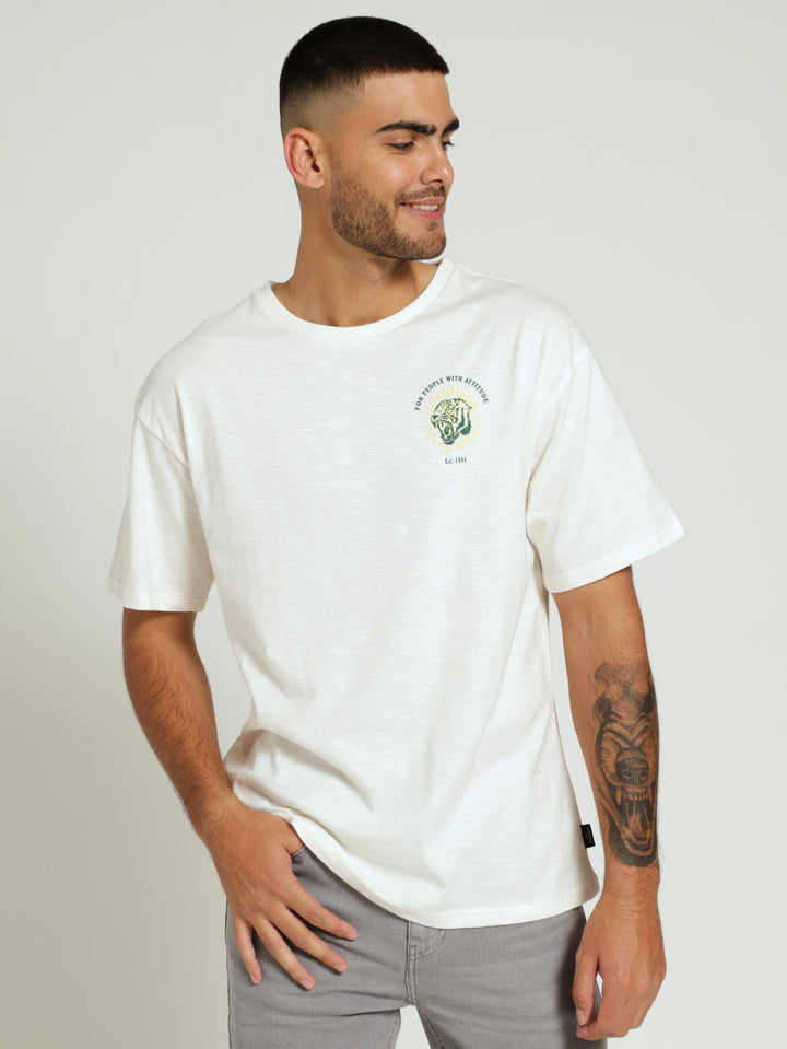 Embroidery Back Tiger Tee - Cream