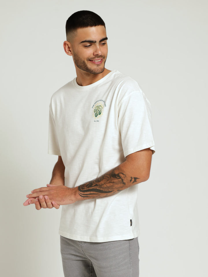 Embroidery Back Tiger Tee - Cream