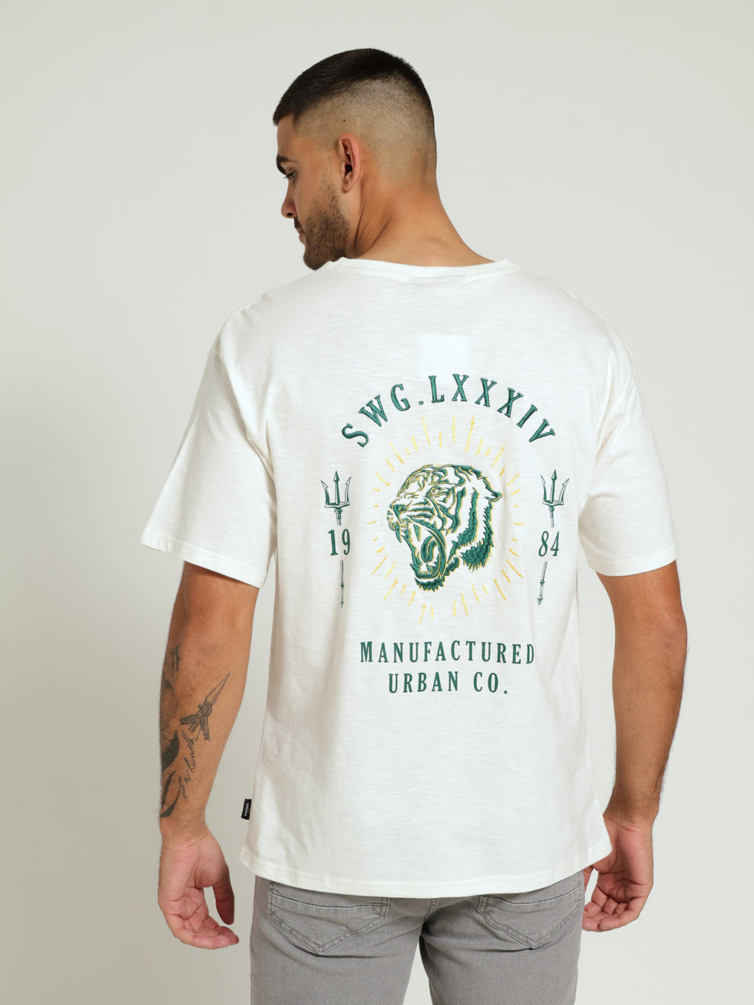 Embroidery Back Tiger Tee - Cream