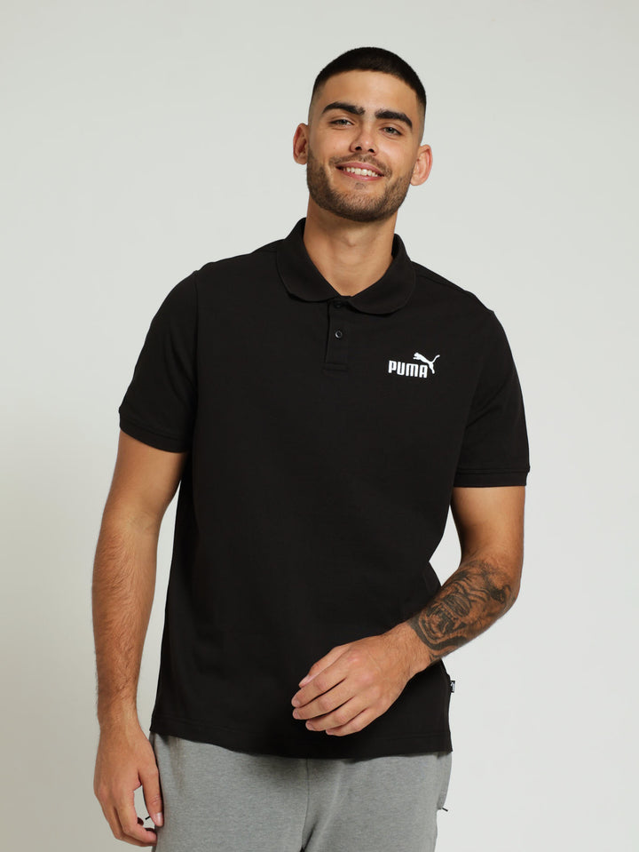 Pique Polo Top - Black