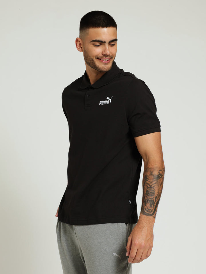 Pique Polo Top - Black