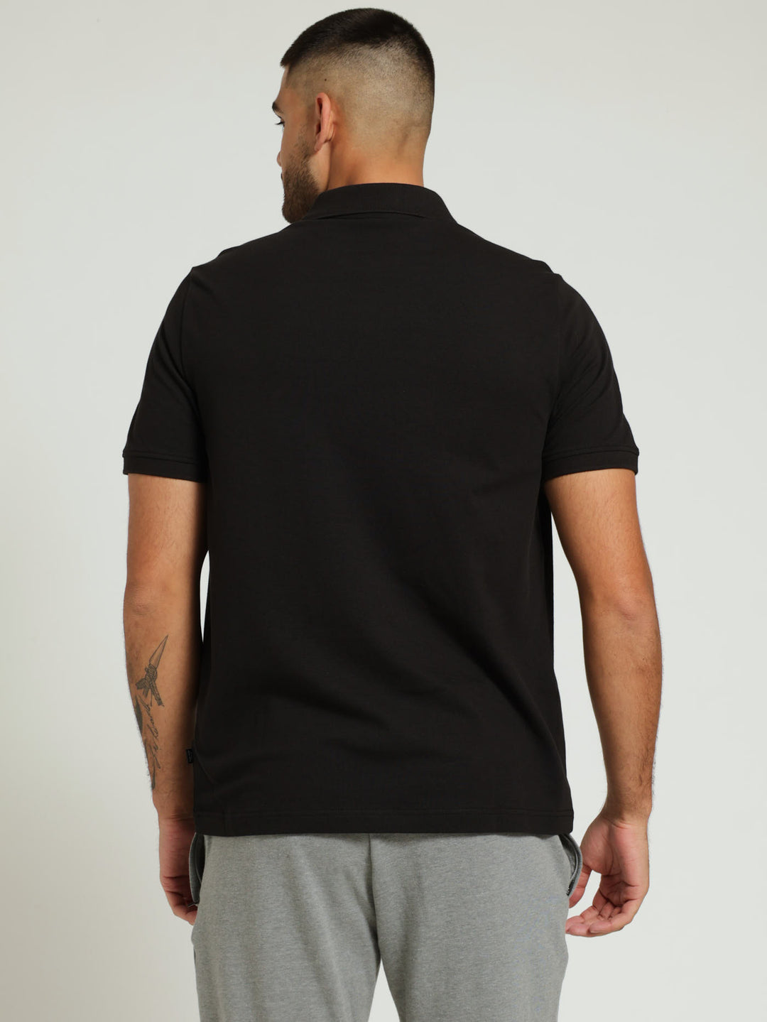 Pique Polo Top - Black