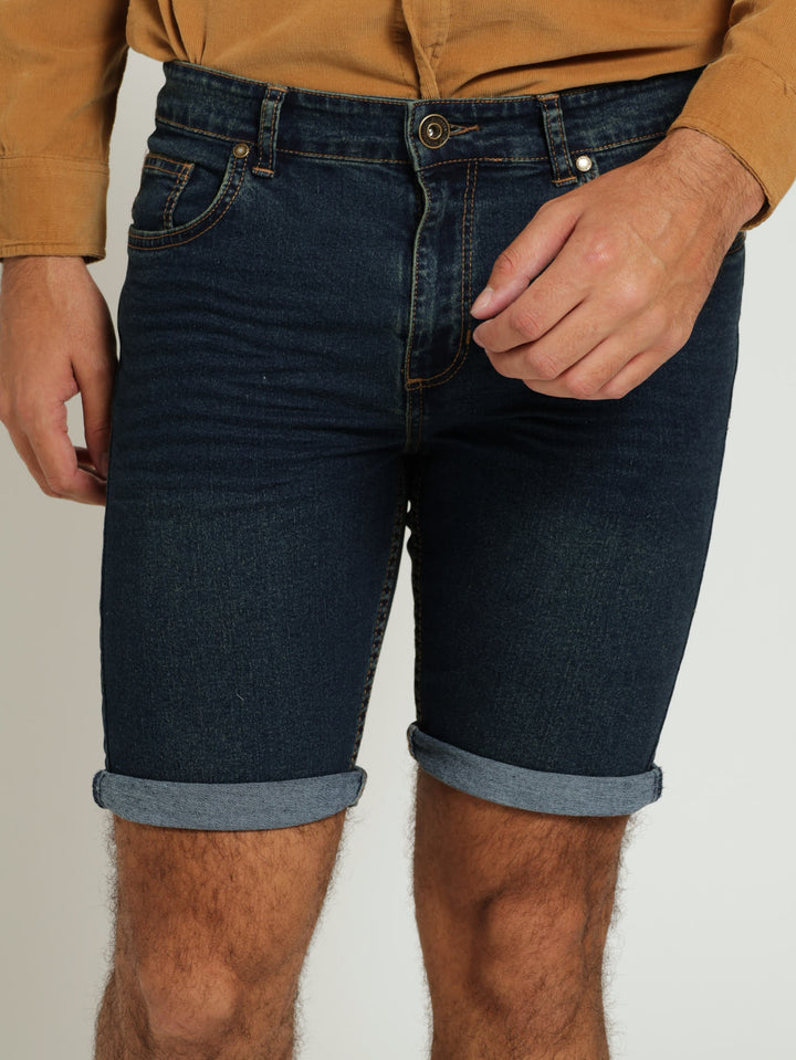 5 Pocket Denim Bermuda Shorts - Dark Wash Ink