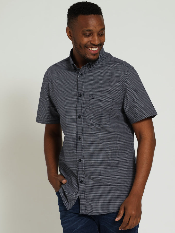 Fine Check Shirt - Navy