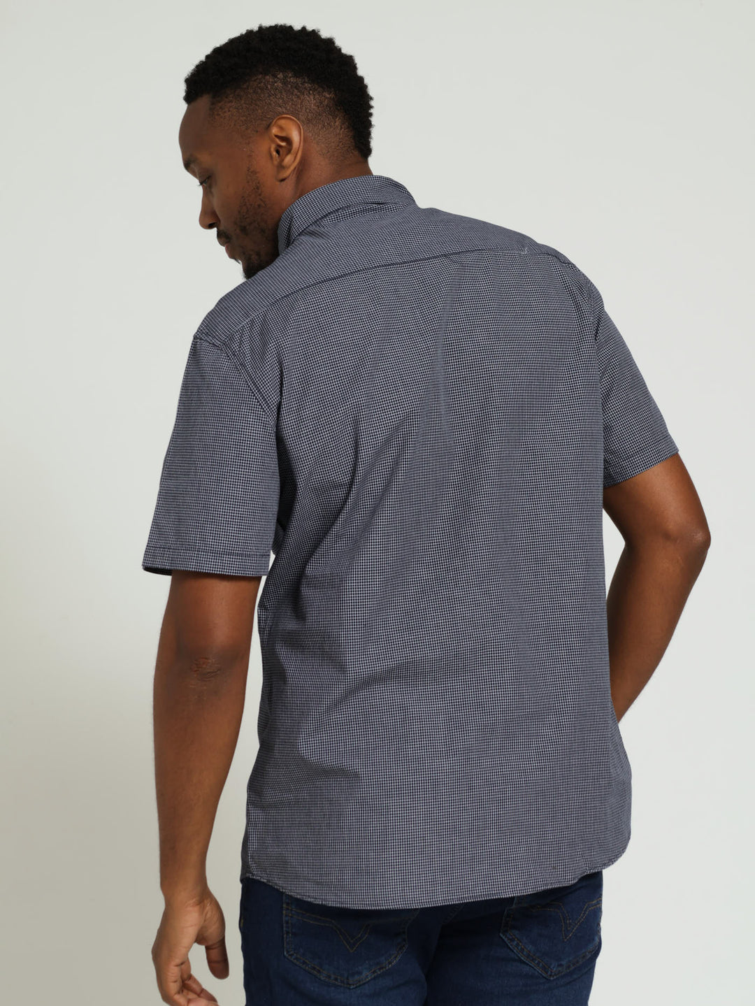 Fine Check Shirt - Navy