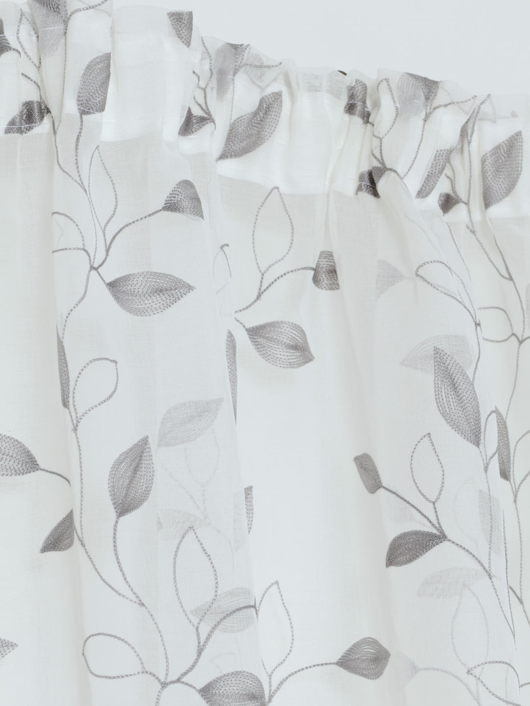 Tape Extra Width & Length Sheer Silhouette Leaf Curtain - White