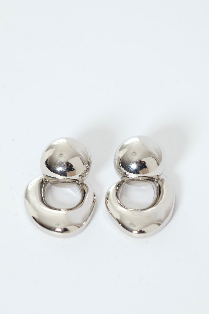 Oval Shaped Doorknocker Earring - Silver