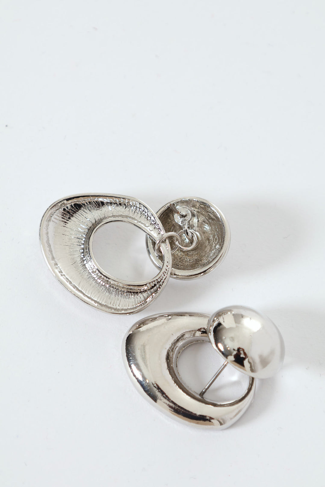 Oval Shaped Doorknocker Earring - Silver