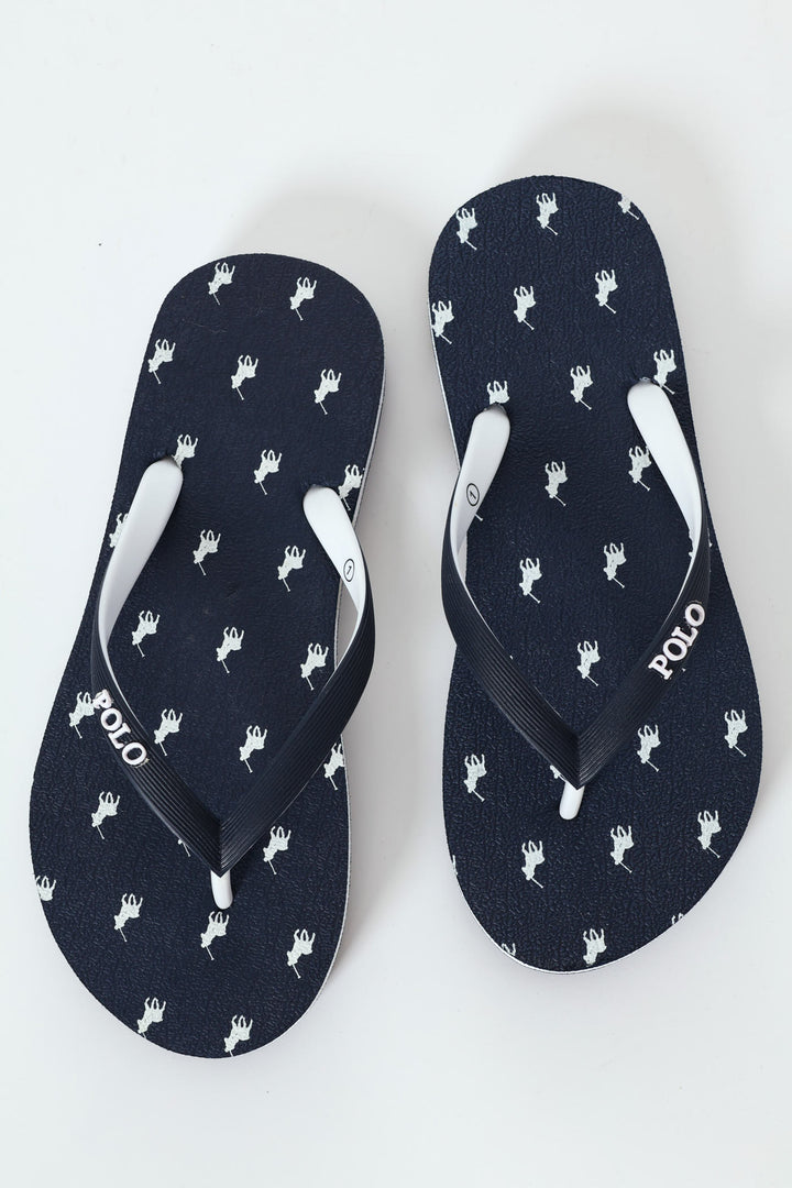 Boys Monogram Flip Flop - Navy