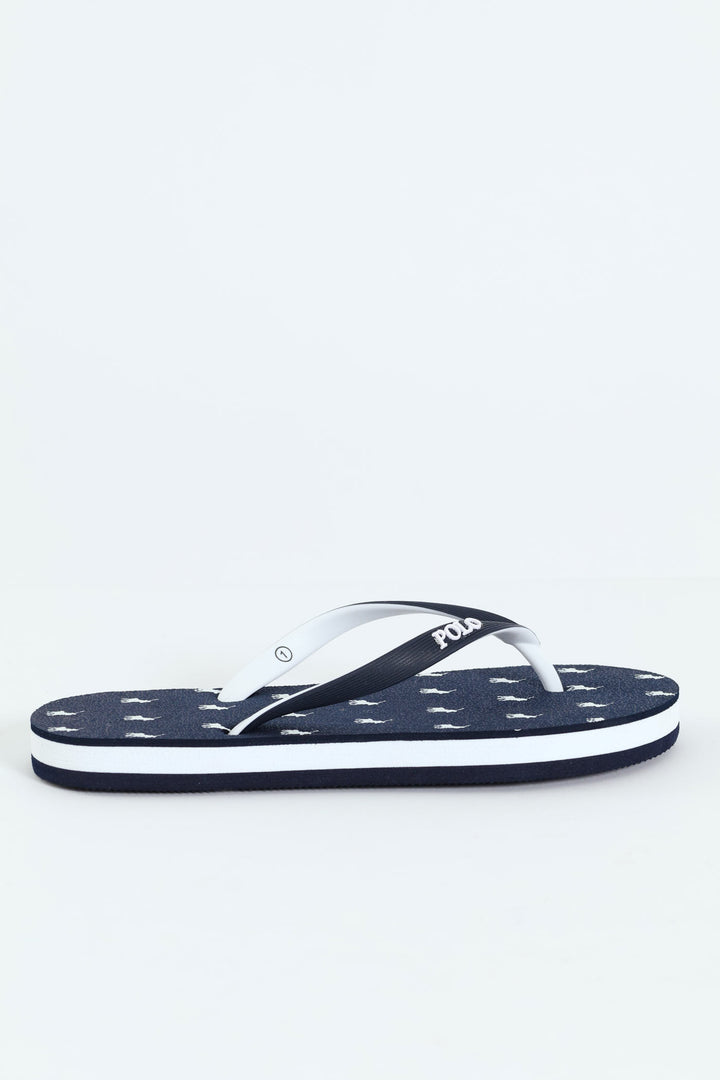 Boys Monogram Flip Flop - Navy