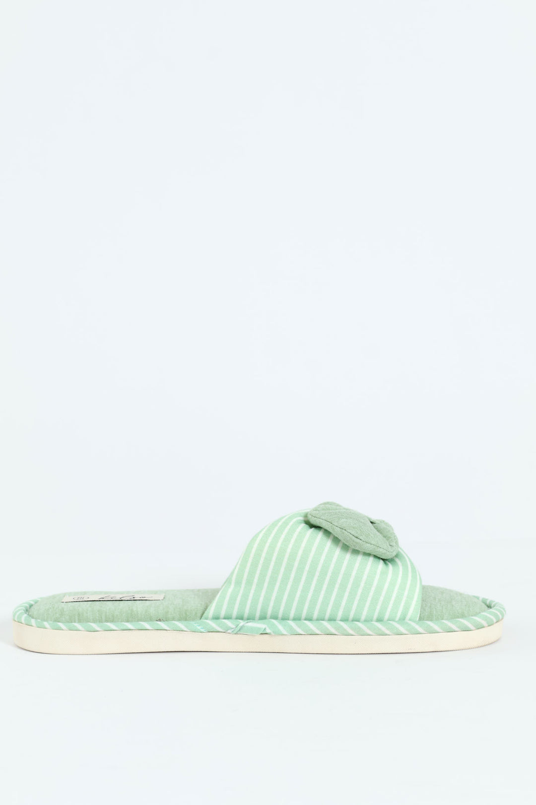 Malange Stripe Knit Slipper With Bow - Sage