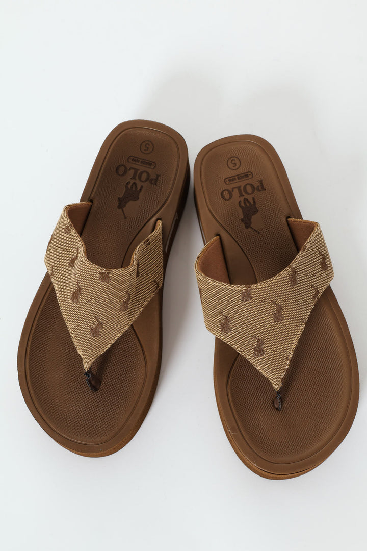 Jacquard Flatform Flip Flop - Brown