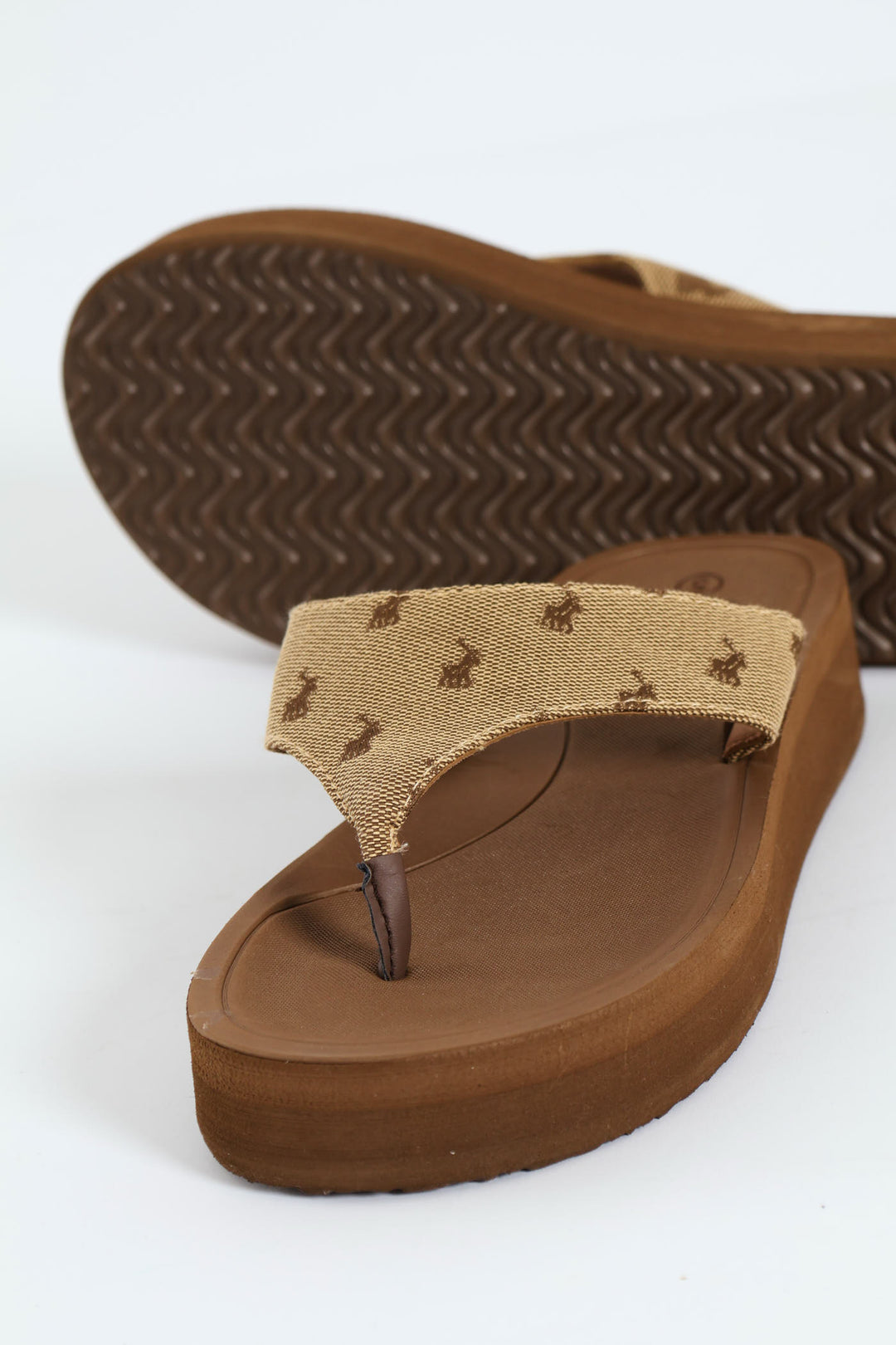 Jacquard Flatform Flip Flop - Brown