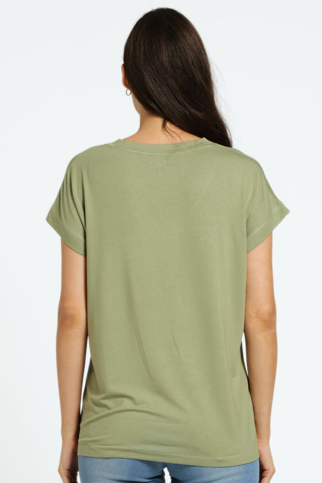 Lurex V-Neck Relaxed Tee - Green