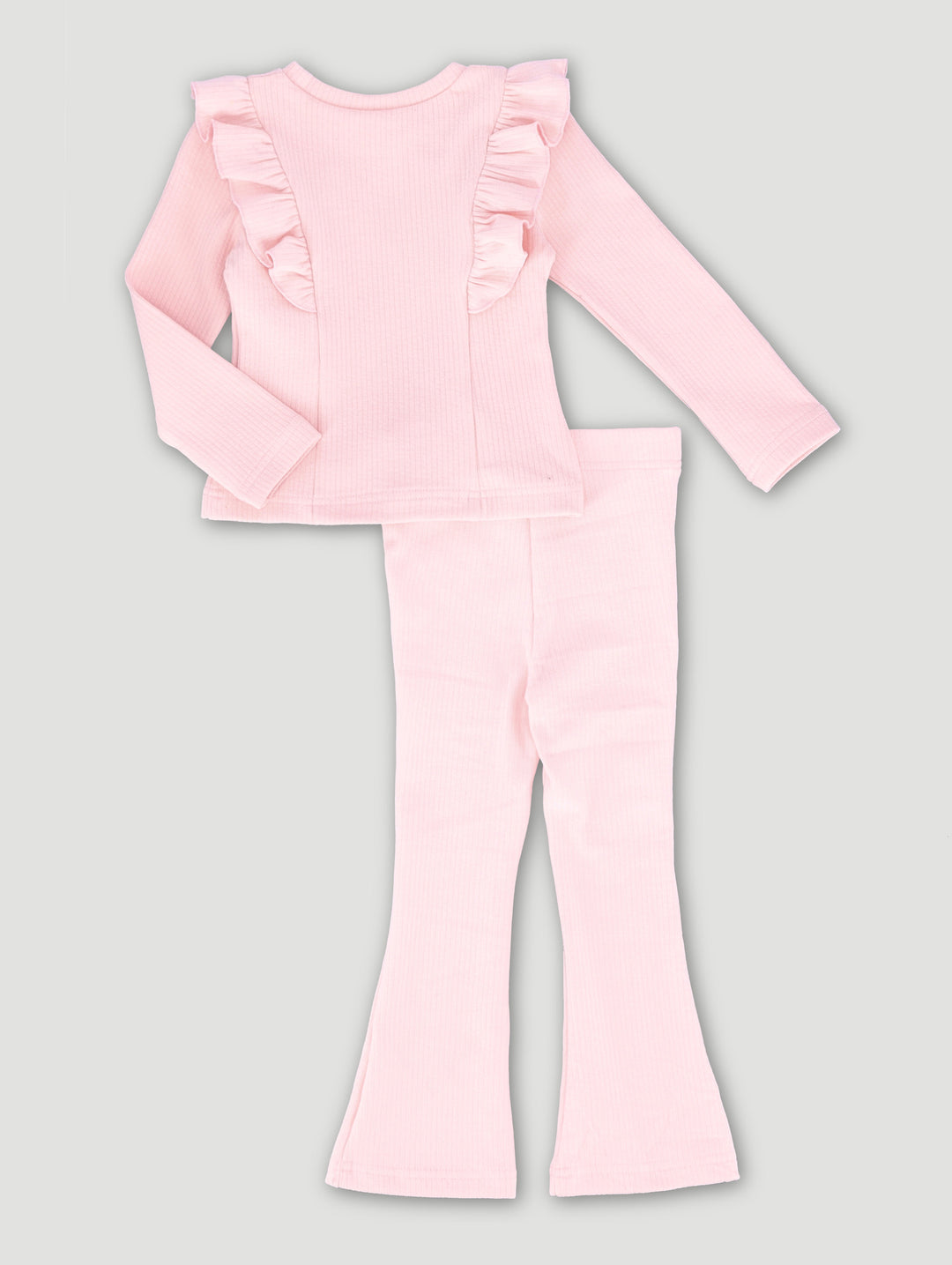 Pre-Girls Brushed Rib Heart Cut Out Set - Pink