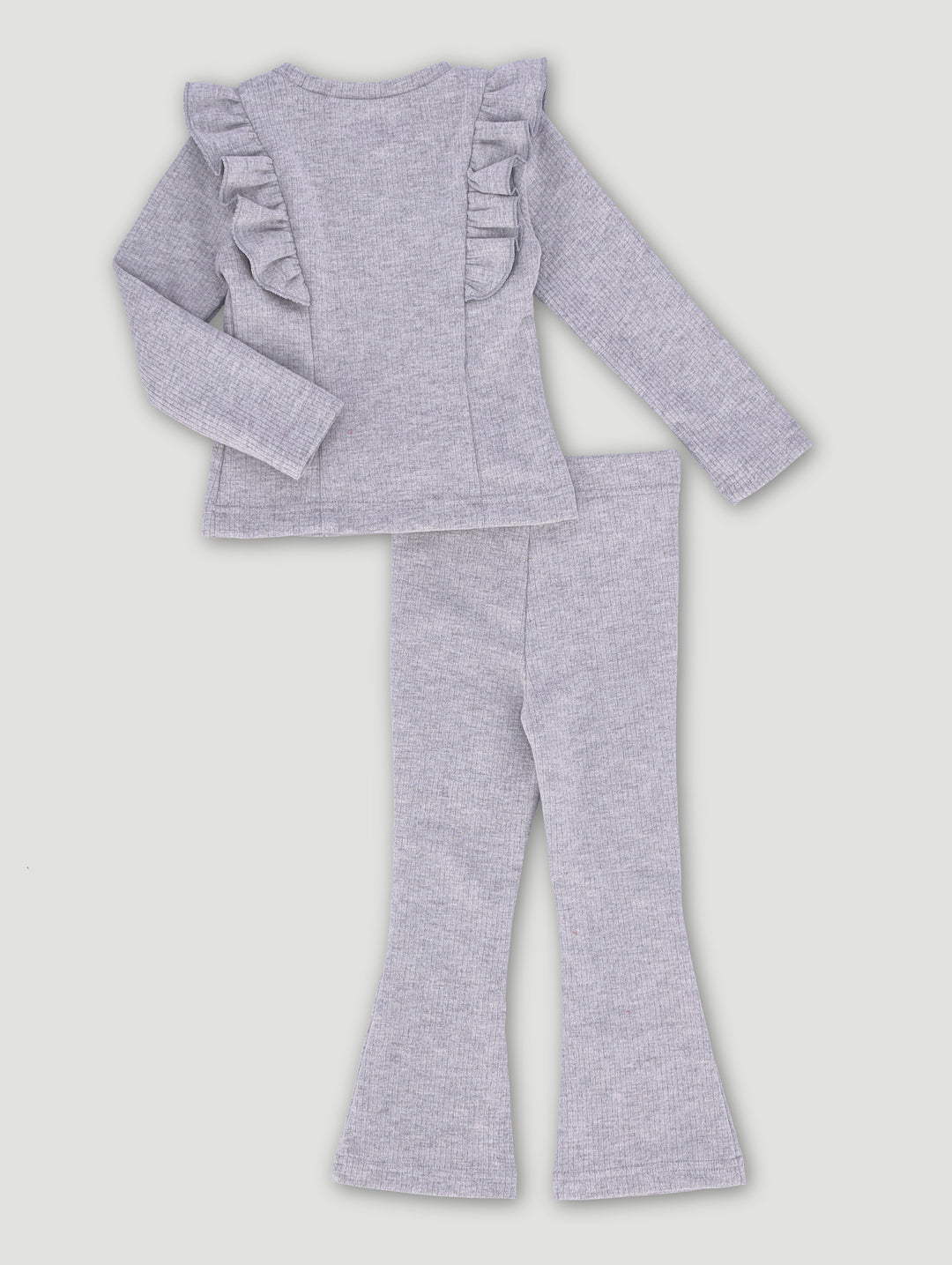 Pre-Girls Brushed Rib Le Ambroidery Set - Grey