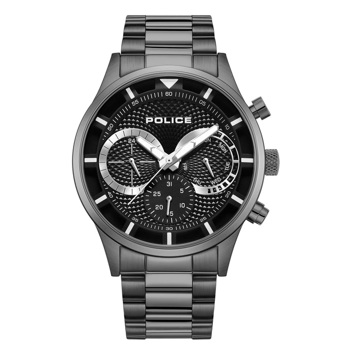 IP Gun Case Watch With Grey Dial & Gunmetal Stainless Steel Bracelet - Metallic