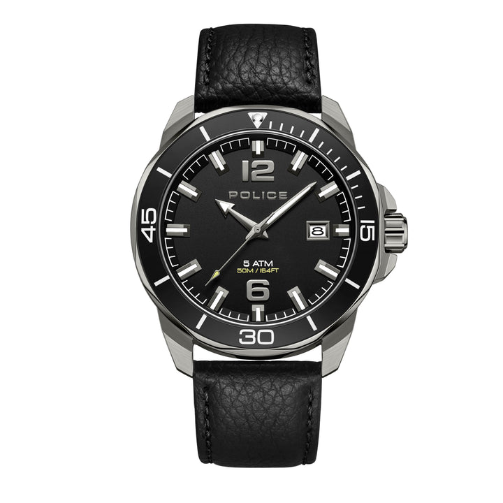 3 Handed Black Case Watch With Black Strap