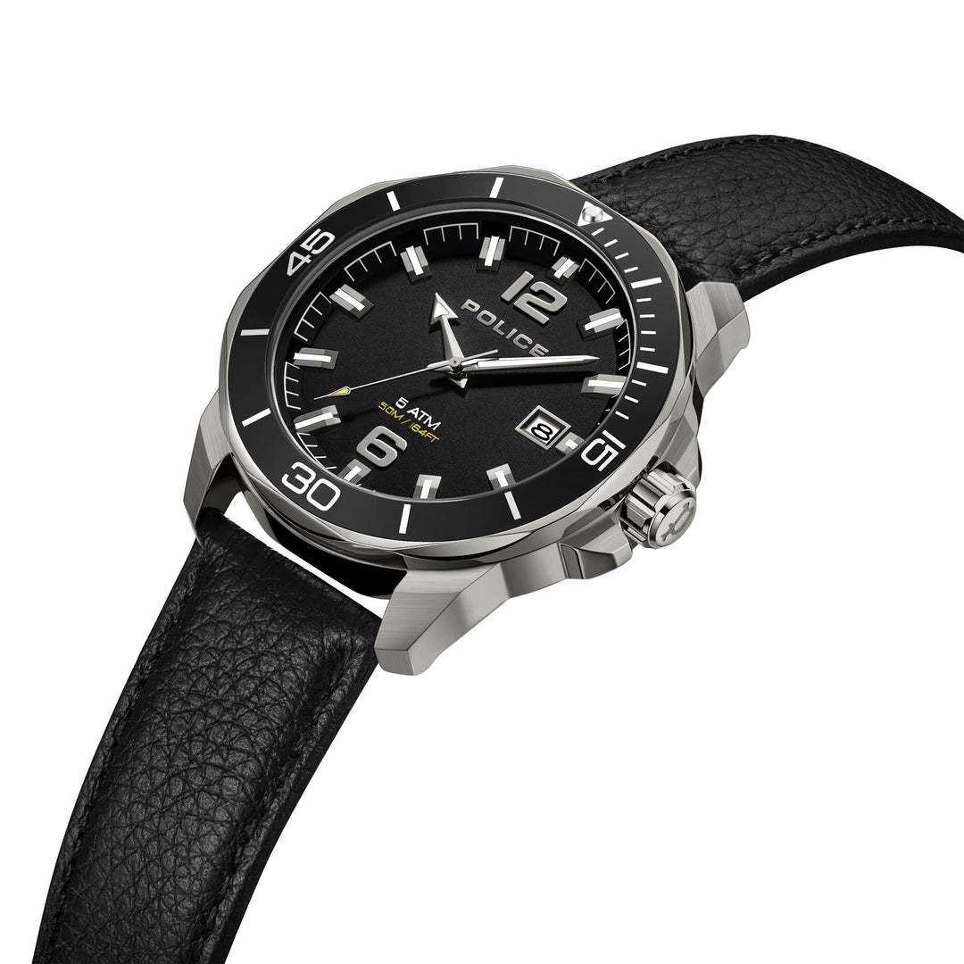 3 Handed Black Case Watch With Black Strap