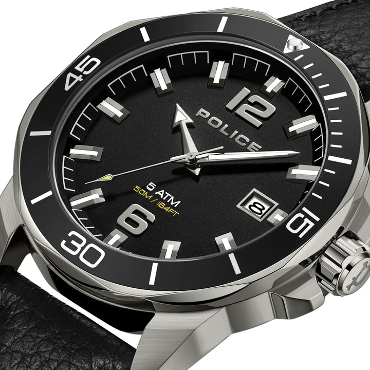 3 Handed Black Case Watch With Black Strap