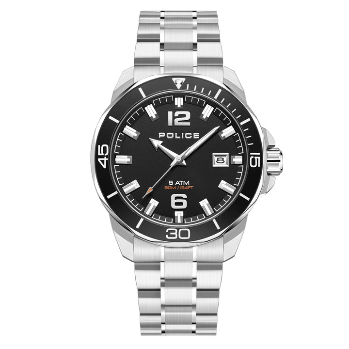 IP Black Case Watch With Black Dial & Steel Bracelet - Metallic