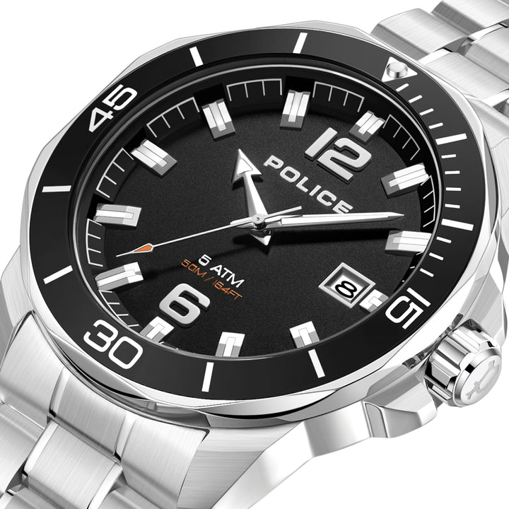 IP Black Case Watch With Black Dial & Steel Bracelet - Metallic