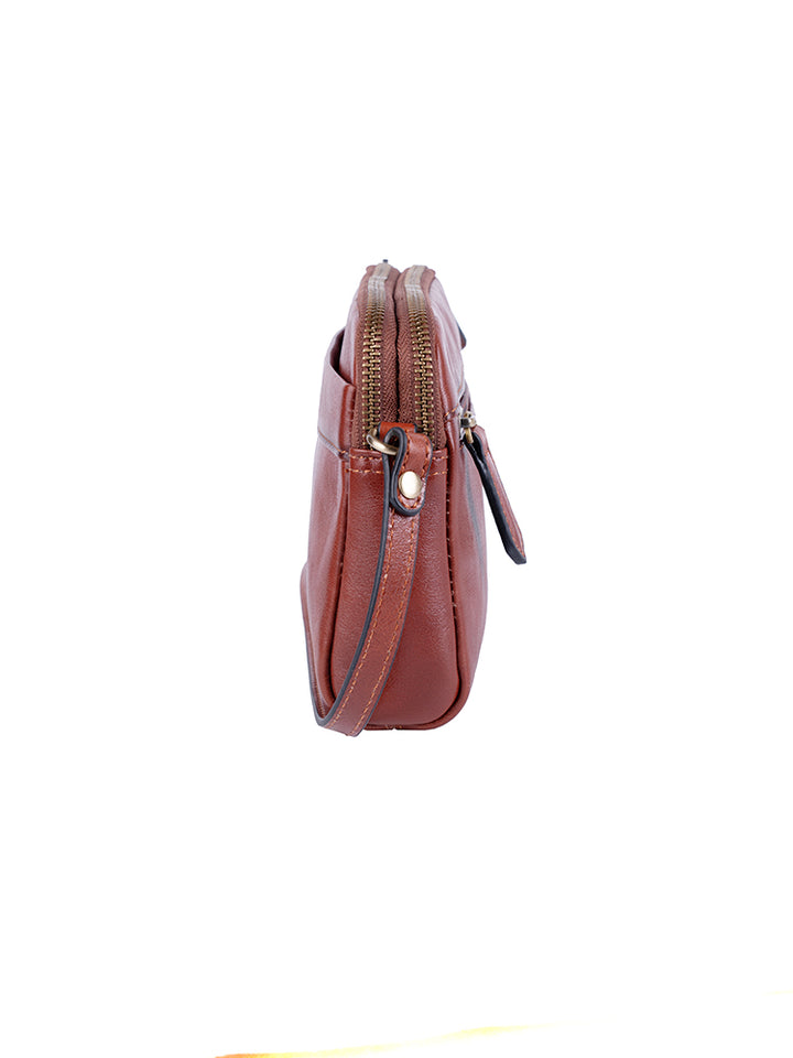 Vega Double Zip Sling Bag - Brown