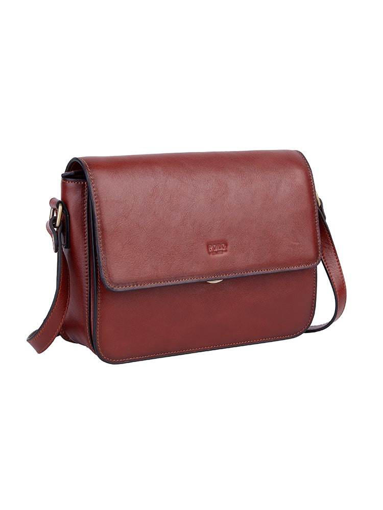 Vega Flapover Sling Bag - Brown